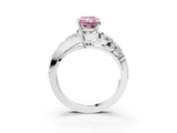 White gold Fancy Pink Radiant  Diamond Halo Ring with Marquise and Pavé Band in Prong Setting_15