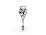 White gold Fancy Pink Radiant  Diamond Halo Ring with Marquise and Pavé Band in Prong Setting_92