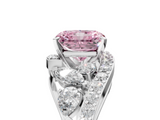 White gold Fancy Pink Radiant  Diamond Halo Ring with Marquise and Pavé Band in Prong Setting_95