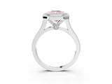White gold Fancy Pink Radiant  Diamond Halo Ring with Milgrain Frame and Pavé Band_74