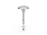 White gold Fancy Pink Radiant  Diamond Halo Ring with Milgrain Frame and Pavé Band_74