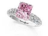 White gold Fancy Pink Radiant  Diamond Pavé Band Solitaire Ring with Four-Prong Setting_50