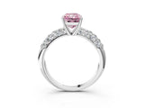 White gold Fancy Pink Radiant  Diamond Pavé Band Solitaire Ring with Four-Prong Setting_52