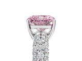 White gold Fancy Pink Radiant  Diamond Pavé Band Solitaire Ring with Four-Prong Setting_54
