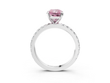 White gold Fancy Pink Radiant  Diamond Pavé Band Solitaire with Four-Prong Setting_198