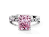 White gold Fancy Pink Radiant  Diamond Pavé Band Solitaire with Four-Prong Setting_200