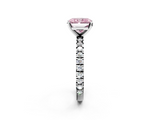 White gold Fancy Pink Radiant  Diamond Pavé Band Solitaire with Four-Prong Setting_202
