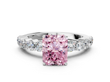 White gold Fancy Pink Radiant  Diamond Pavé Band Solitaire with Four-Prong Setting_3
