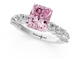 White gold Fancy Pink Radiant  Diamond Pavé Band Solitaire with Four-Prong Setting_4