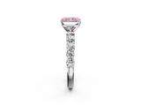 White gold Fancy Pink Radiant  Diamond Pavé Band Solitaire with Four-Prong Setting_5