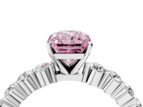White gold Fancy Pink Radiant  Diamond Pavé Band Solitaire with Four-Prong Setting_7