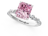 White gold Fancy Pink Radiant  Diamond Prong Set Engagement Ring with Pave Band_231