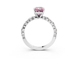White gold Fancy Pink Radiant  Diamond Prong Set Engagement Ring with Pave Band_233
