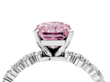 White gold Fancy Pink Radiant  Diamond Prong Set Engagement Ring with Pave Band_237