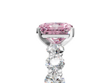 White gold Fancy Pink Radiant  Diamond Prong Setting with Side Stones on a Pave Band_134