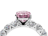 White gold Fancy Pink Radiant  Diamond Prong Setting with Side Stones on a Pave Band_134