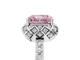 White gold Fancy Pink Radiant  Diamond Solitaire Ring with Shared Prong Pavé Band_70