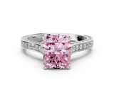 White gold Fancy Pink Radiant  Diamond Solitaire with Pave Band and Six-Prong Setting_20
