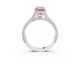 White gold Fancy Pink Radiant  Diamond Solitaire with Pave Band and Six-Prong Setting_23