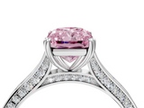 White gold Fancy Pink Radiant  Diamond Solitaire with Pave Band and Six-Prong Setting_24