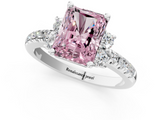 White gold Fancy Pink Radiant  Diamond Three-Stone Pave Band with Four-Prong Setting_21