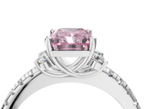White gold Fancy Pink Radiant  Diamond Three-Stone Pave Band with Four-Prong Setting_23