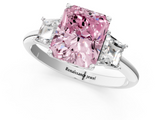 White gold Fancy Pink Radiant  Diamond Three-Stone Ring with Trapezoid Side Stones and Prong Setting_19