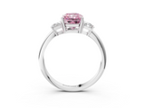 White gold Fancy Pink Radiant  Diamond Three-Stone Ring with Trapezoid Side Stones and Prong Setting_20