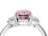 White gold Fancy Pink Radiant  Diamond Three-Stone Ring with Trapezoid Side Stones and Prong Setting_21