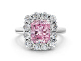 White gold Fancy Pink Radiant  Halo Cluster Diamond Engagement Ring with Prong Setting and Polished Band_63