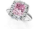 White gold Fancy Pink Radiant  Halo Cluster Diamond Engagement Ring with Prong Setting and Polished Band_64