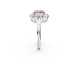White gold Fancy Pink Radiant  Halo Cluster Diamond Engagement Ring with Prong Setting and Polished Band_65
