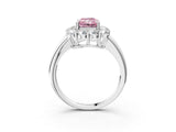 White gold Fancy Pink Radiant  Halo Cluster Diamond Engagement Ring with Prong Setting and Polished Band_66
