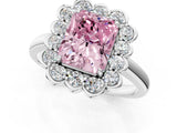 White gold Fancy Pink Radiant  Halo Cluster Diamond Engagement Ring with Solitaire Band and Prong Setting_50