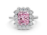 White gold Fancy Pink Radiant  Halo Cluster Diamond Engagement Ring with Solitaire Band and Prong Setting_51