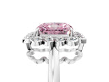 White gold Fancy Pink Radiant  Halo Cluster Diamond Engagement Ring with Solitaire Band and Prong Setting_54