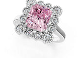 White gold Fancy Pink Radiant  Halo Diamond Cluster Engagement Ring with Milgrain Bezel Setting and Solitaire Band_28