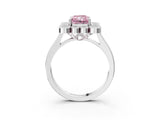 White gold Fancy Pink Radiant  Halo Diamond Cluster Engagement Ring with Milgrain Bezel Setting and Solitaire Band_30