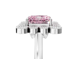White gold Fancy Pink Radiant  Halo Diamond Cluster Engagement Ring with Milgrain Bezel Setting and Solitaire Band_32