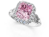 White gold Fancy Pink Radiant  Halo Diamond Engagement Ring with Filigree Band and Four-Prong Setting_114