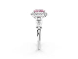 White gold Fancy Pink Radiant  Halo Diamond Engagement Ring with Filigree Band and Four-Prong Setting_115