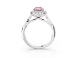 White gold Fancy Pink Radiant  Halo Diamond Engagement Ring with Filigree Band and Four-Prong Setting_116