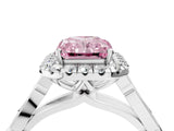 White gold Fancy Pink Radiant  Halo Diamond Engagement Ring with Filigree Band and Four-Prong Setting_117