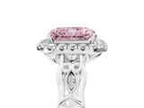 White gold Fancy Pink Radiant  Halo Diamond Engagement Ring with Filigree Band and Four-Prong Setting_118