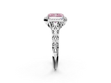 White gold Fancy Pink Radiant  Halo Diamond Engagement Ring with Intricate Filigree Band and Four-Prong Setting_56
