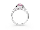White gold Fancy Pink Radiant  Halo Diamond Engagement Ring with Intricate Filigree Band and Four-Prong Setting_57
