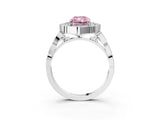 White gold Fancy Pink Radiant  Halo Diamond Engagement Ring with Milgrain Band and Four-Prong Setting_81