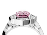 White gold Fancy Pink Radiant  Halo Diamond Engagement Ring with Milgrain Band and Four-Prong Setting_82