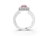 White gold Fancy Pink Radiant  Halo Diamond Engagement Ring with Milgrain Pave Band and Four-Prong Setting_72
