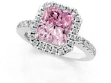 White gold Fancy Pink Radiant  Halo Diamond Engagement Ring with Pavé Band and Four-Prong Setting_100